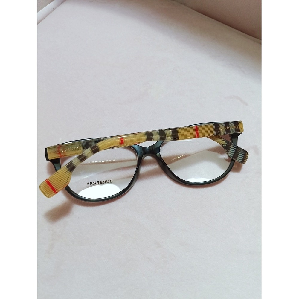 Burberry Black Frame Glasses with Signature Check Temples B 2357 - Picture 3 of 12